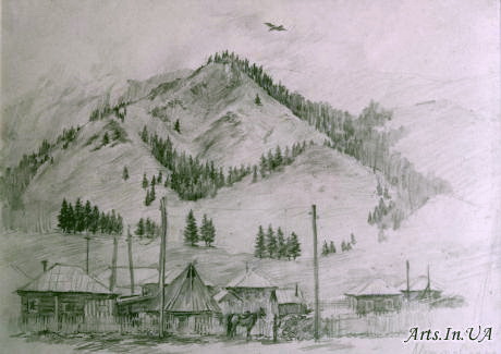 Село Мендур-Соккон. Рисунок Анны Дроновой