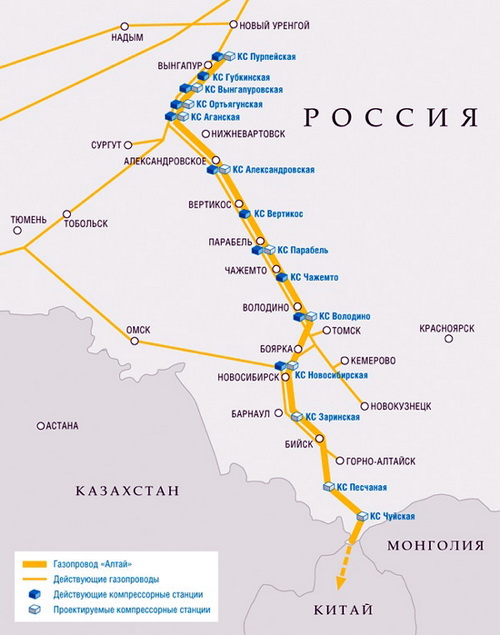 Схема газопровода «Алтай»