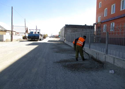 Строительство дороги и парковки у райотдела полиции в Кош-Агаче 