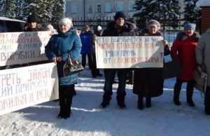 В Турочаке прошел митинг против варварской вырубки лесов