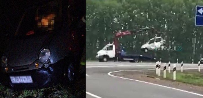 Автобус из Чемала в Новосибирск снес с дороги легковую машину: двое погибших