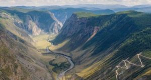 Актру, Телецкое озеро и Чулышман с высоты птичьего полета