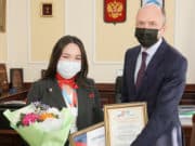 Олег Хорохордин встретился с призером чемпионата Европы по профмастерству Анжелой Калановой