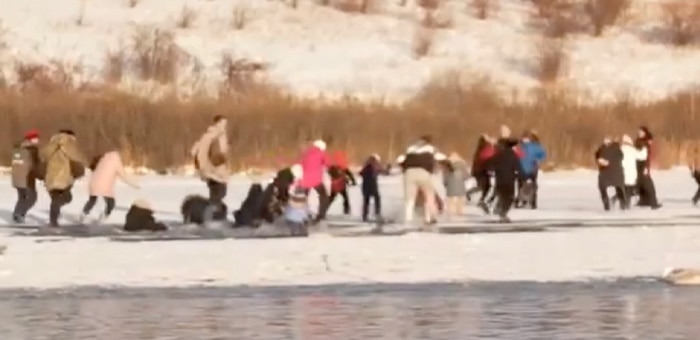 ЧП в Лебедином заказнике: переходя озеро по тонкому льду, туристы провалились в воду