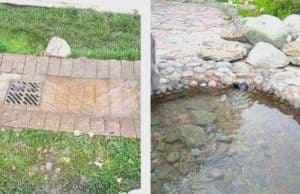 Сухой ручей в Сквере камней забарахлил из-за попавшей в трубу футболки Сухой ручей в Сквере камней забарахлил из-за попавшей в трубу футболки
