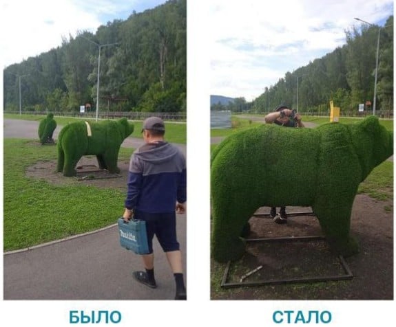 Зеленые фигуры на набережной в Горно-Алтайске пострадали от рук вандалов 