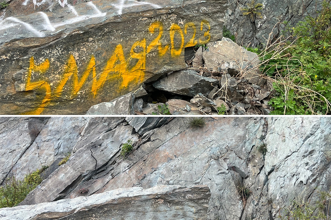 Волонтеры очистили от надписей скалы у Телецкого озера