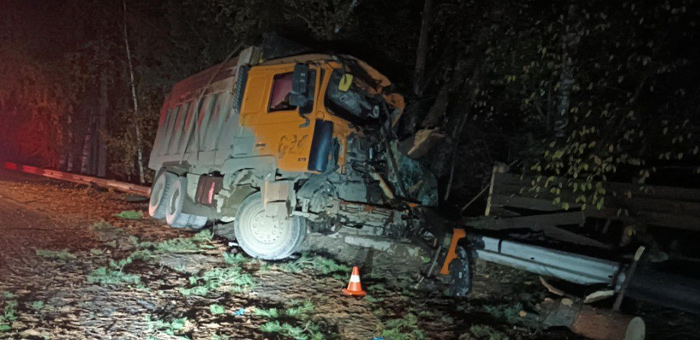 Ночью на Чемальском тракте грузовик врезался в дерево