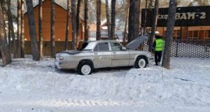 «Волга» влетела в дерево на въезде в Элекмонар