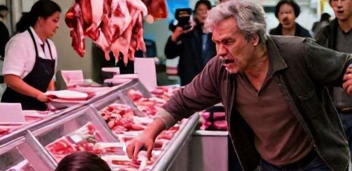 Обычный рабочий день на мясном рынке едва не превратился в кровавый триллер