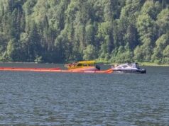 Перевернувшийся на Телецком озере паром отбуксировали в Артыбаш Перевернувшийся на Телецком озере паром отбуксировали в Артыбаш